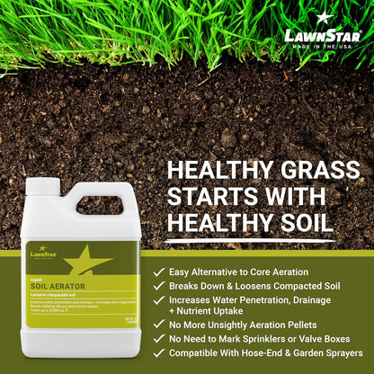Liquid Lawn Aerator (32 fl oz) - Loosens & Conditions Compacted Soil - Alternative to Core and