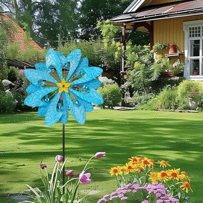 Solar Wind Spinner Retro Spinner, Waterproof Outdoor Metal Wind Sculpture for Patio, Lawn & Garden