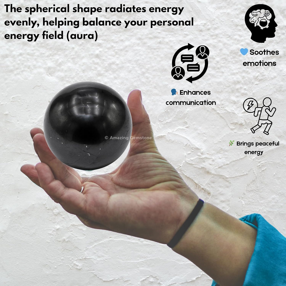 Amazing Gemstone Shungite Crystal Ball with Stand - 2 Inches Crystal Sphere Meditation Balls for