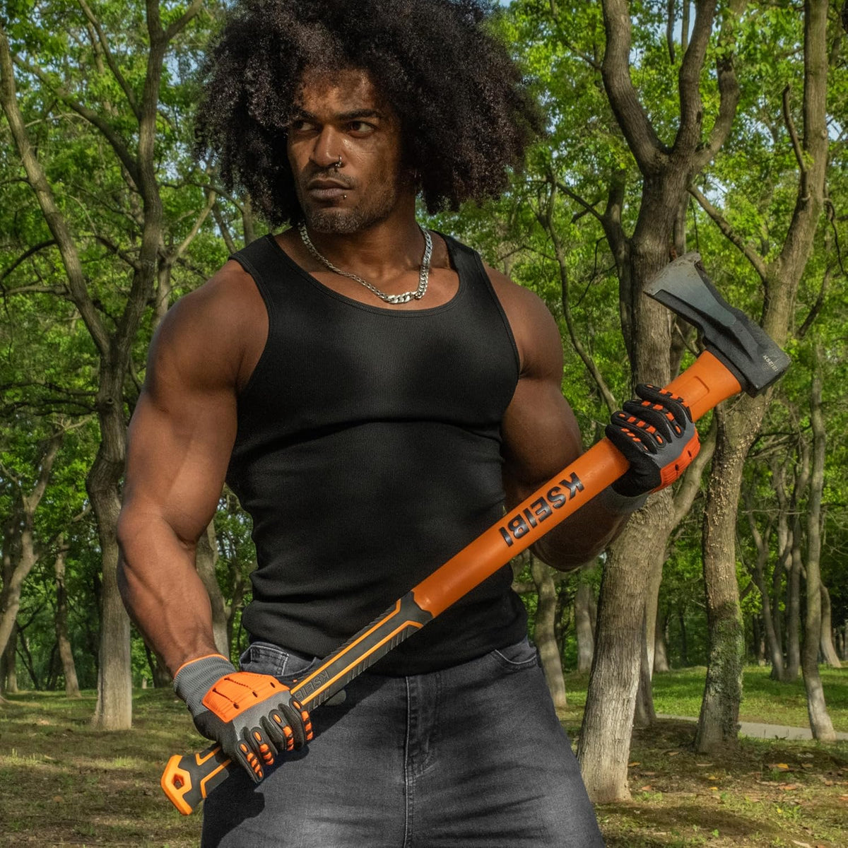 KSEIBI 36-Inch Splitting Axe - Forged Carbon Steel, Wood Splitter & Kindling Axe for Chopping