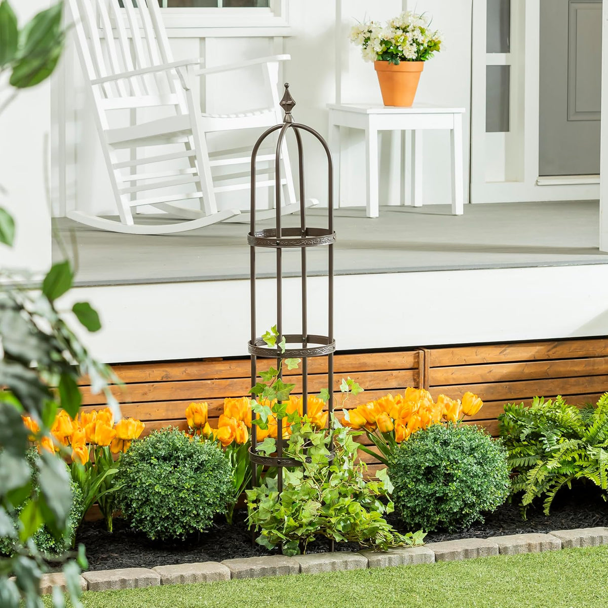 Evergreen Garden 5 ft Metal Garden Obelisk Trellis for Climbing Plants Vines, Clematis & Flowers |