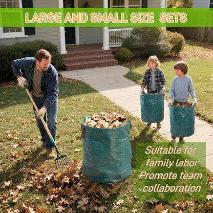 1x72Gallons+2x34Gallons (Free Gloves) Garden Leaf Bags,Reusable Heavy Duty Yard Waste Bag