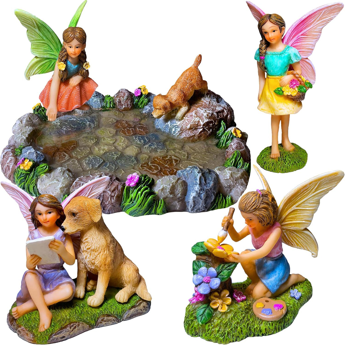 Mood Lab Fairy Garden Miniature Pond Kit - Figurines & Accessories Set of 5 pcs - Outdoor or House