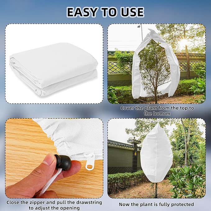 Rohuis Plant Covers Freeze Protection Winter, 2 Packs 95" Hx79 W 2.82oz Huge Tree Blankets Frost