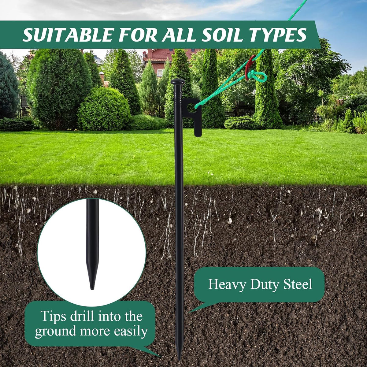 Suzile 60 Pcs Tree Stake Kit, Heavy Duty Tree Staking and Supports for Leaning Trees Include 11.