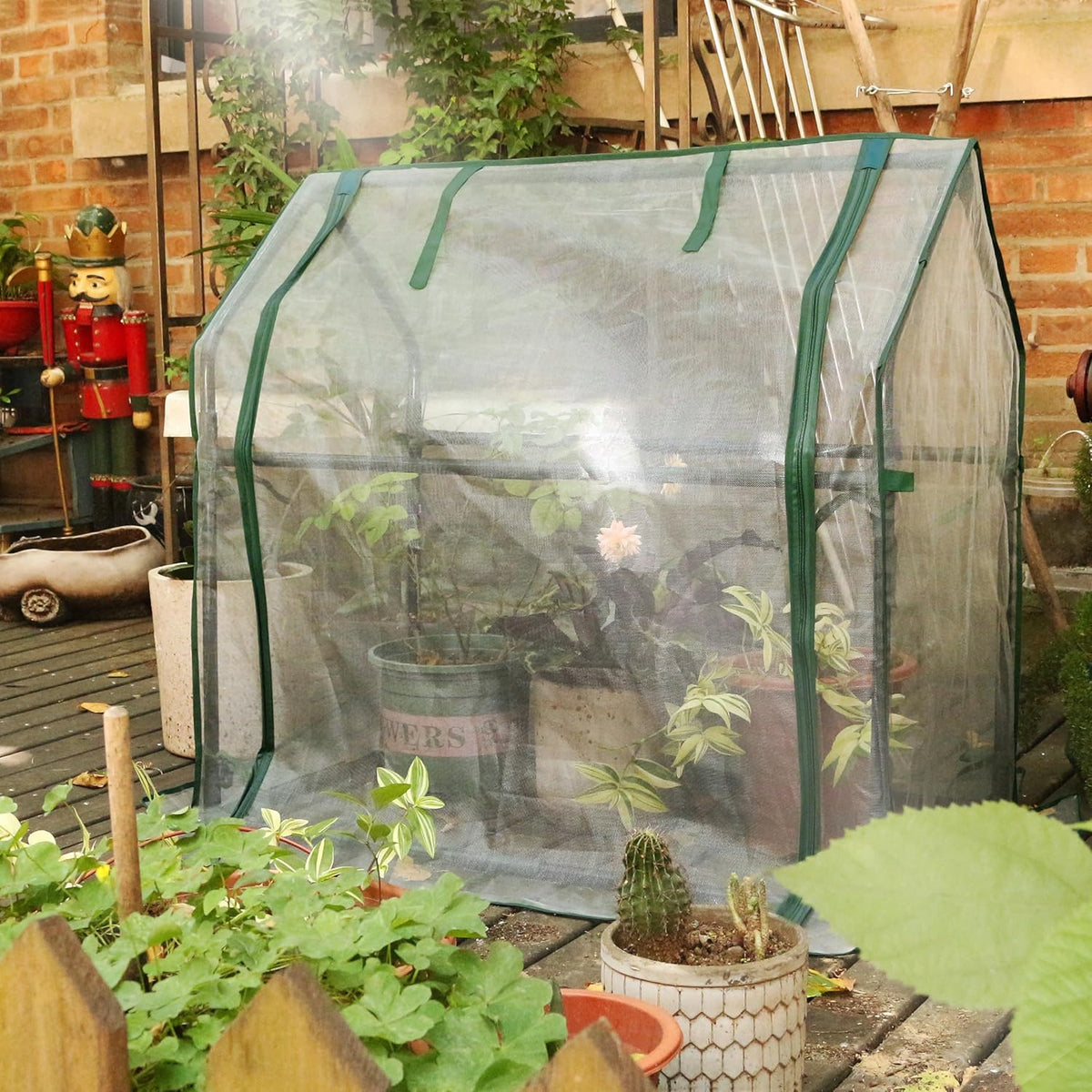 Gardzen Mini Greenhouse with Mesh Cover, Portable Outdoor Greenhouse, Enhanced Ventilation, Ideal
