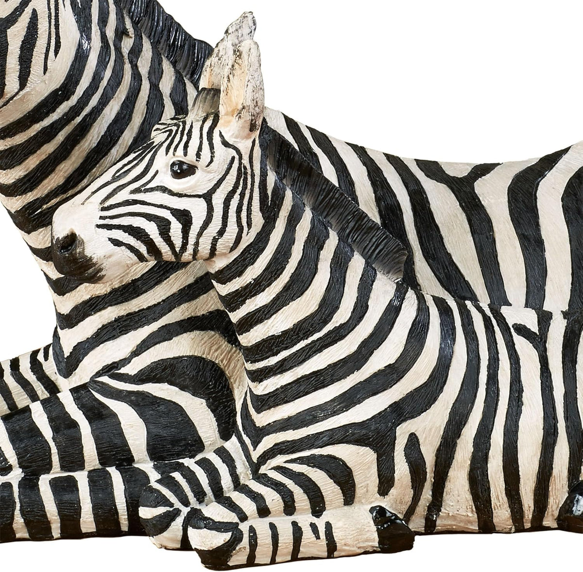 Touch of Class Zebra and Foal Table Sculpture - Resin - Black, White - African Safari Collectible