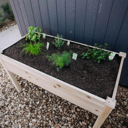 Backyard Expressions Wooden Raised Garden Bed|Elevated Planter Box with Included Bed Liner|Outdoor