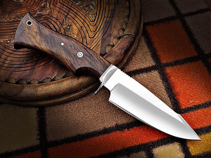 Warivo 10″ Handmade D2 Steel Hunting Knife with Leather Sheath - Ideal EDC Knife for Skinning