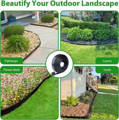 Landscape Edging Border 33 FT 2 Inch Tall with 60 Spikes, Plastic Edging for Landscaping, Garden