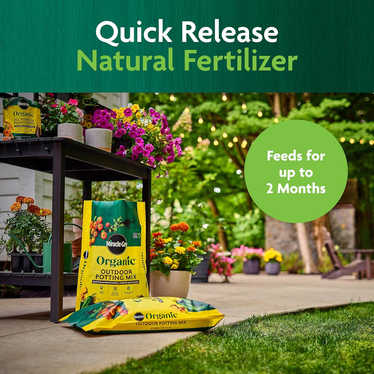 Miracle-Gro Organic Outdoor Potting Mix, for Outdoor Container Plants, Contains Quick-Release