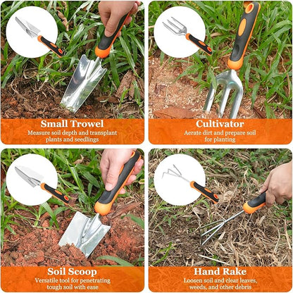 Gardening Tool Set, CHRYZTAL Stainless Steel Heavy Duty Gardening Tool Set, with Non-Slip Rubber