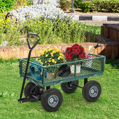 BestMassage Heavy Duty 500 Lbs Capacity Mesh Steel Garden Cart Folding Utility Wagon with Removable