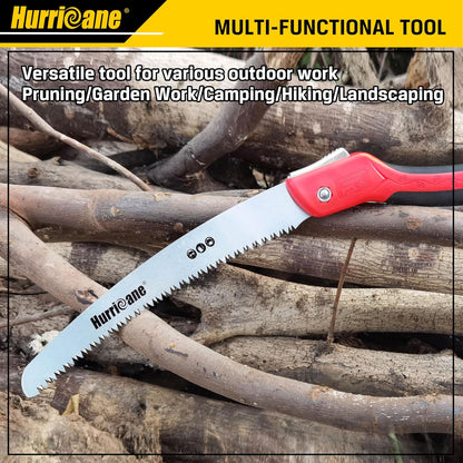 HURRICANE Folding Hand Saw, 10 Inch Pruning Saw, Hand Saw for Wood Cutting, Camping Tree Saw with
