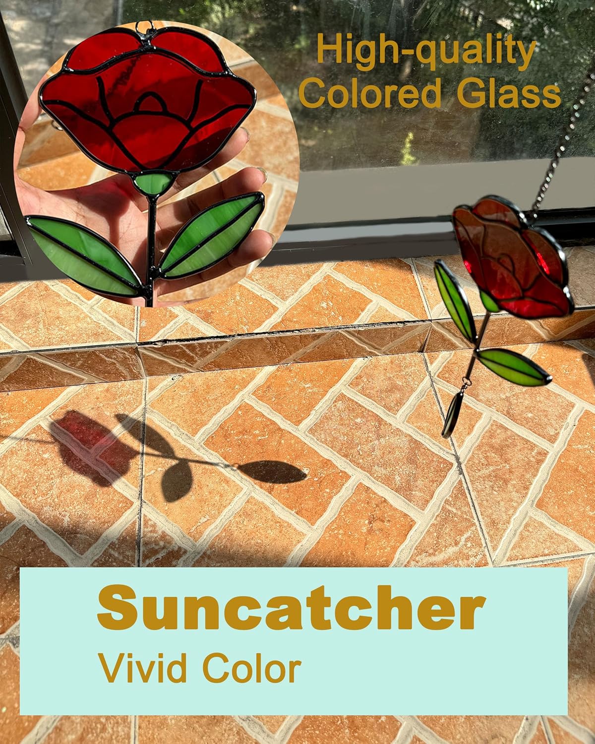 Stained Glass Window Hangings, Handcrafted Garden Suncatchers for Window and Home Decor Decor