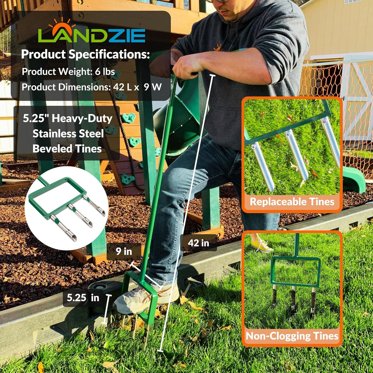 LANDZIE Lawn Aerator Replacement Tines - Set of 3 Hollow Tines for Aerator Lawn Tool - 3 Heavy Duty