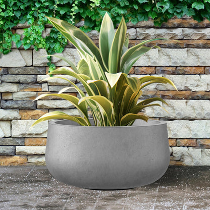 Kante 19.6" Dia Round Concrete Planter, Cement Plant Pots with Drainage Hole and Rubber Plug for