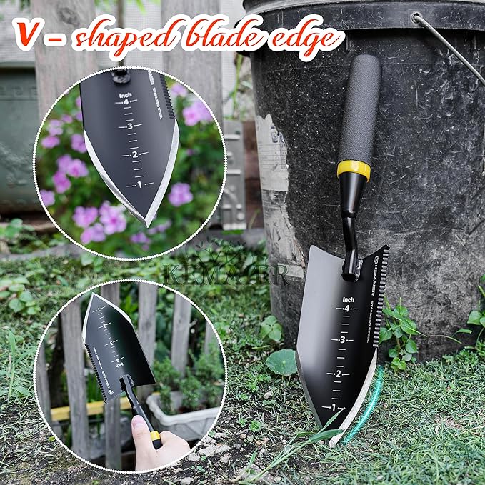 Heavy-Duty Trowel Garden Tool, Stainless Steel Serrated Hand Shovel for Effortless Digging, Weed