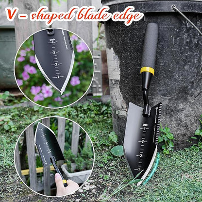 Heavy-Duty Trowel Garden Tool, Stainless Steel Serrated Hand Shovel for Effortless Digging, Weed