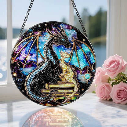 Stained Glass Window Hanging, 8 Inch Dragon Stained Glass Suncatcher, Sun Catchers Indoor Window