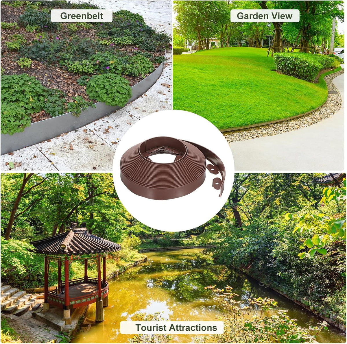 uxcell Landscape Edging, 1Pcs 60FT x 2" - No Dig Garden Edging Kit with 54 Stakes, Landscape Edging