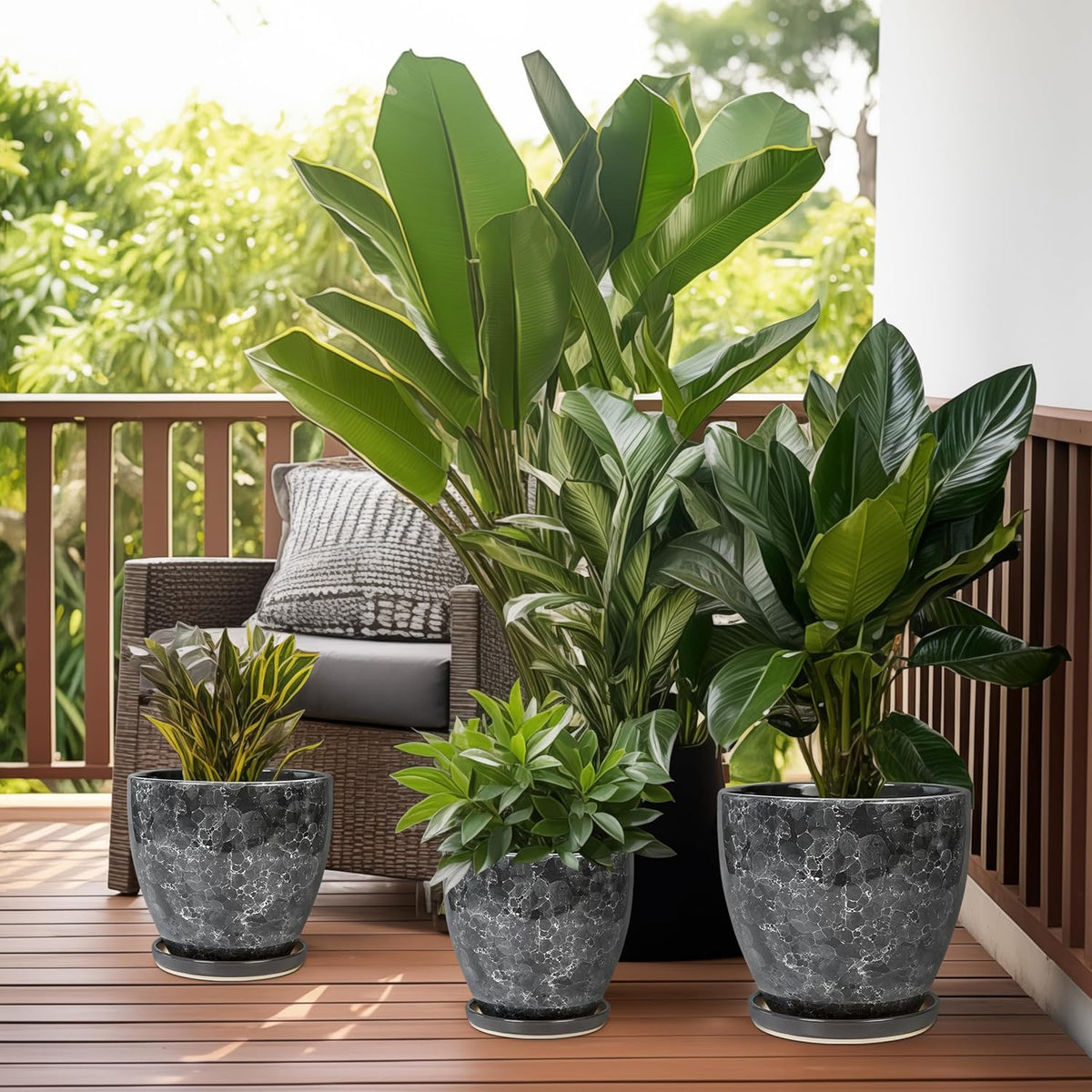 Ceraimc Planter - 8 Inch Plant Pot for Indoor Outdoor Plants, Decorative Round Planters, Flower Pot