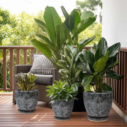 Ceraimc Planter - 8 Inch Plant Pot for Indoor Outdoor Plants, Decorative Round Planters, Flower Pot