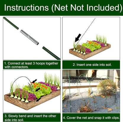 PHYEX Garden Hoops Greenhouse Hoops for Row Covers & Raised Beds, Rust-Free Fiberglass Frame, DIY