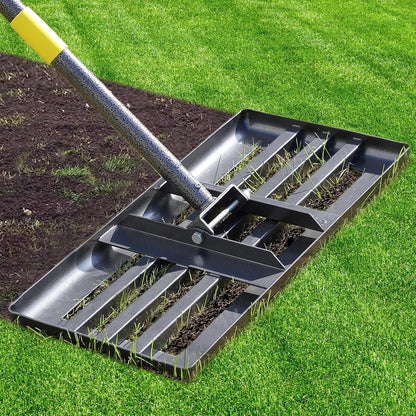 Lawn Leveling Rake - Heavy Duty 17"x10" Stainless Steel Leveler Plate,Reinforced Welds,28-60"