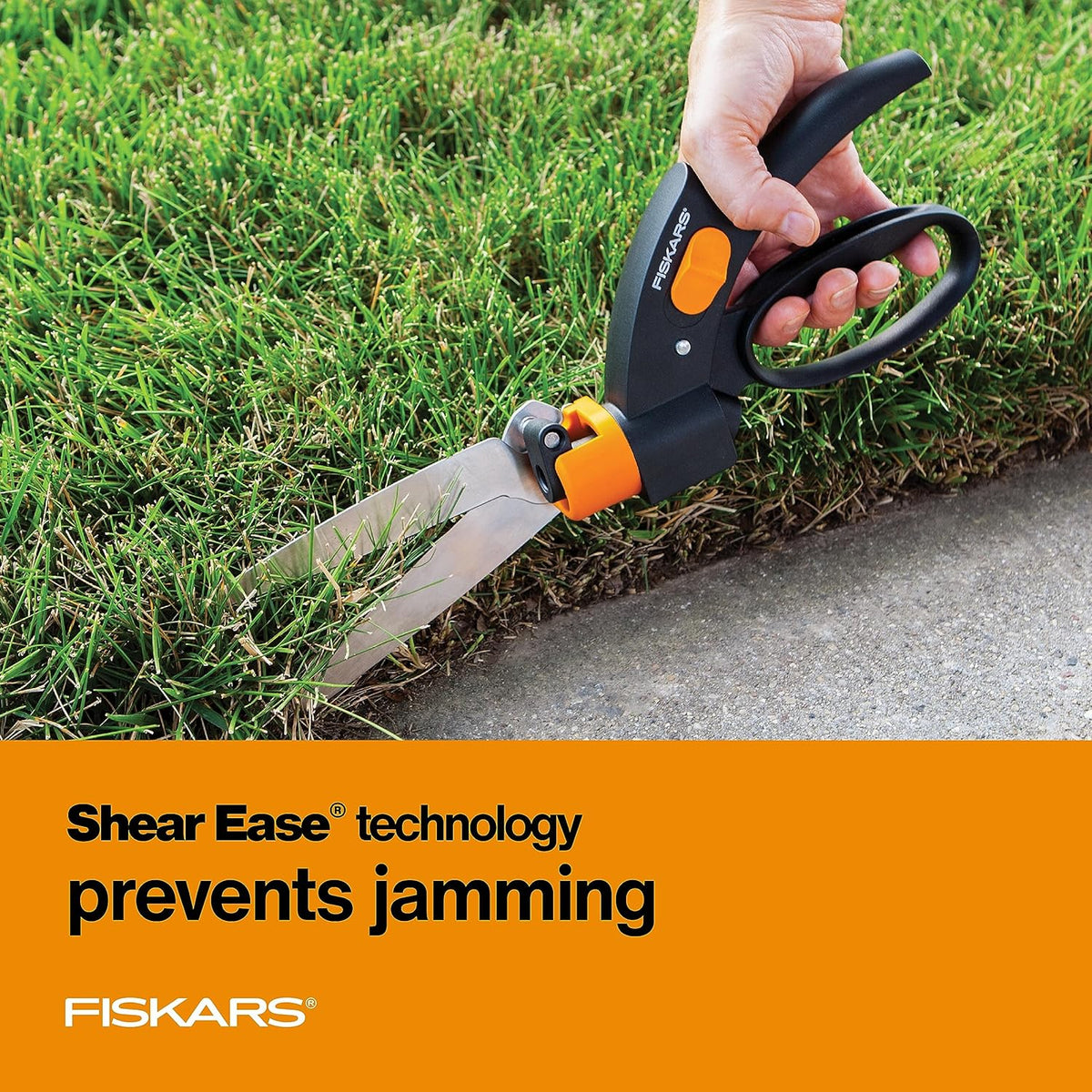 Fiskars Shear Ease Grass Shears - 5" Stainless Steel Blades - 360-Degree Swivel Blade Plant Cutting