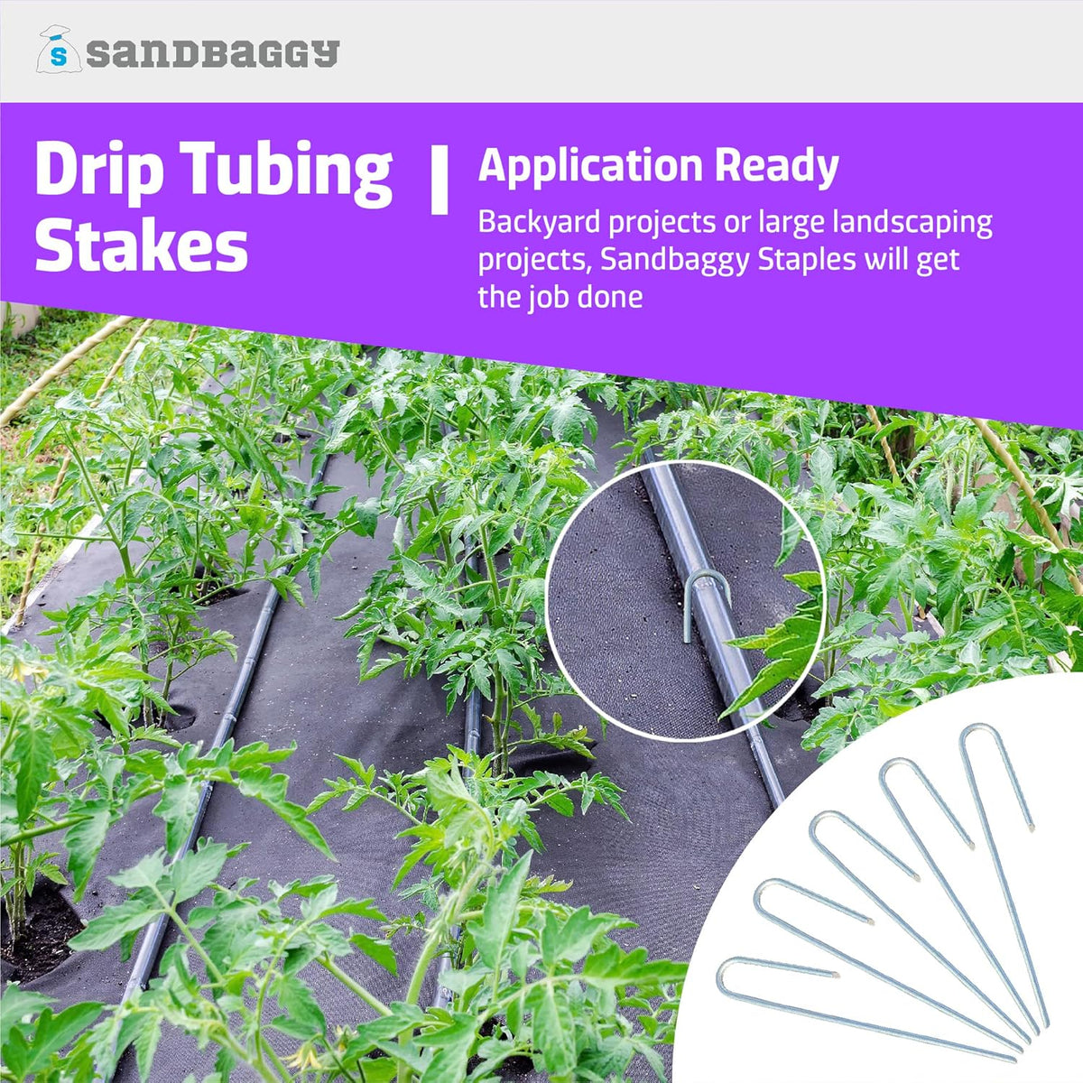 Sandbaggy 1000-Pack DRIP TUBING Stakes Landscape Staples | 5 inch Length - 11 Gauge Heavy Duty |
