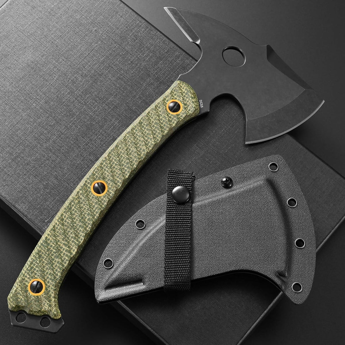 C1342 Camping Axes,DC53 Steel Blade Micarta Handle Chopping Axe Bushcraft Camping Axes Survival