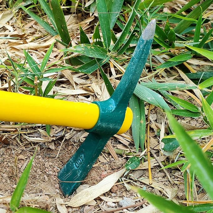 2 PCS Pick Mattock Hoe Heavy Duty, Gardening Hand Pick with 15 Inch Shock Absorption Rubber Handle