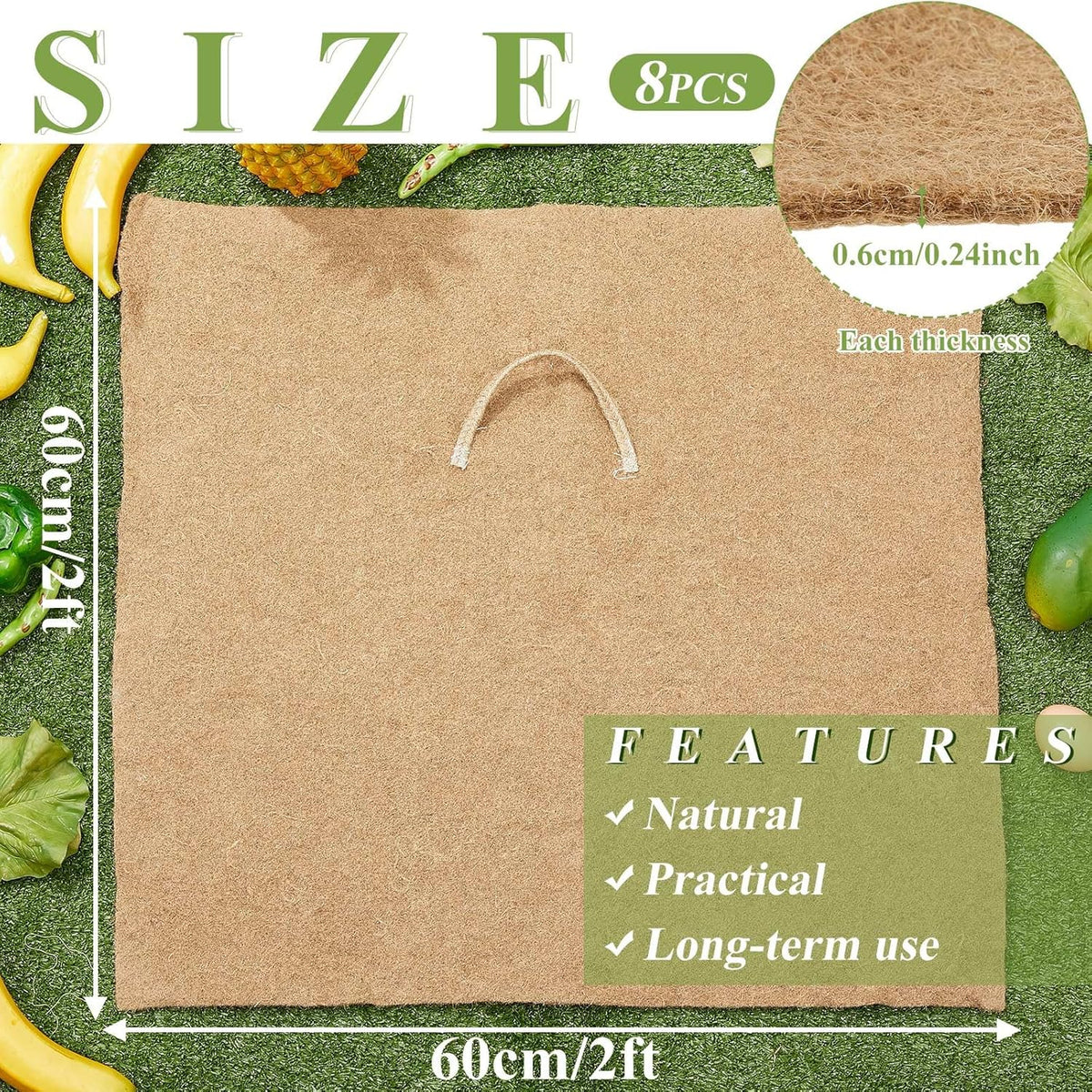 Zubebe 8 Pcs 2 ft x 2ft Worm Blanket Farm Kit Worm Bin Blanket Worms for Composting Fits Many Bin