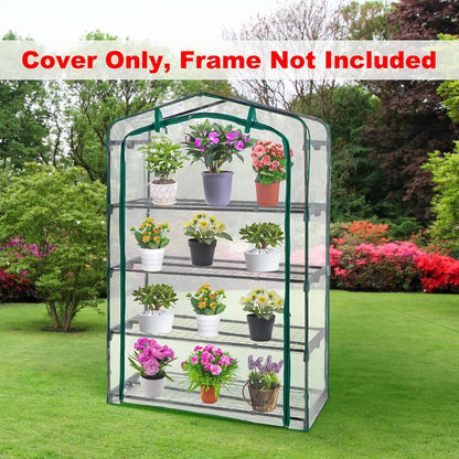 DECOHS Extra Wide 4 Tier Greenhouse Replacement Cover- 63 x 40 x 19 Inch Clear PVC Plant Gardening