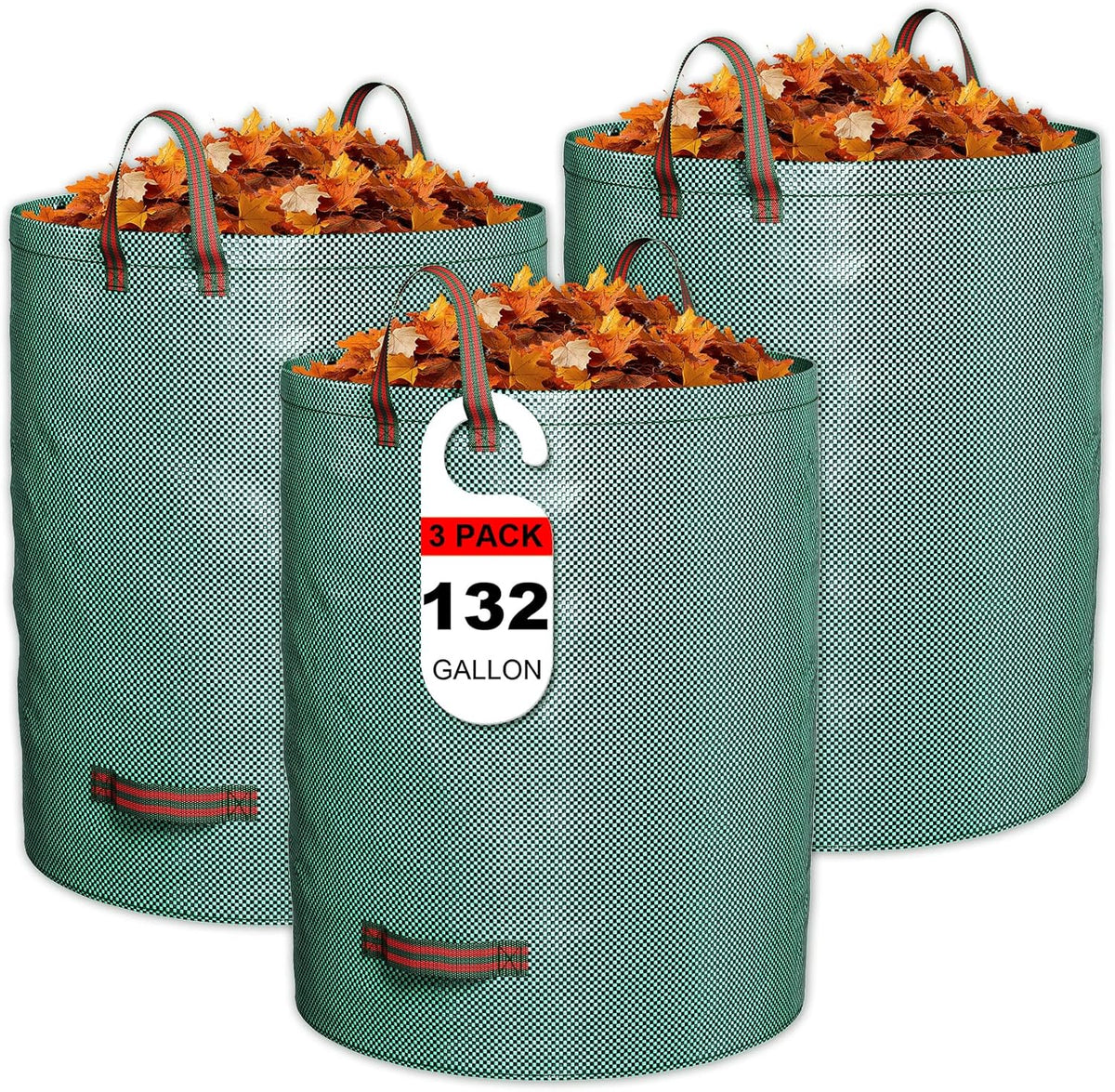 GreatBuddy 132 Gallon Reusable Yard Waste Bag, Heavy Duty, Upright Lawn Bags with 4 Reinforced