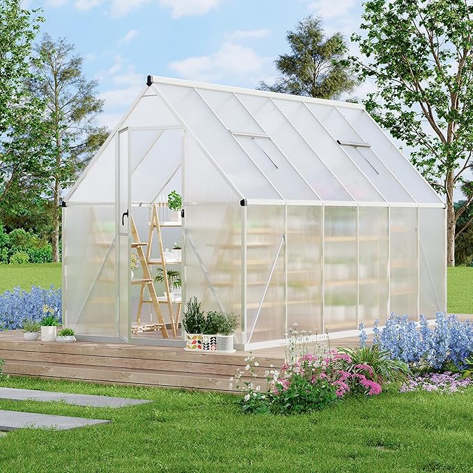 6'X11' Aluminum-Framed Polycarbonate Greenhouse, Heavy Duty Polycarbonate Greenhouse with Quick