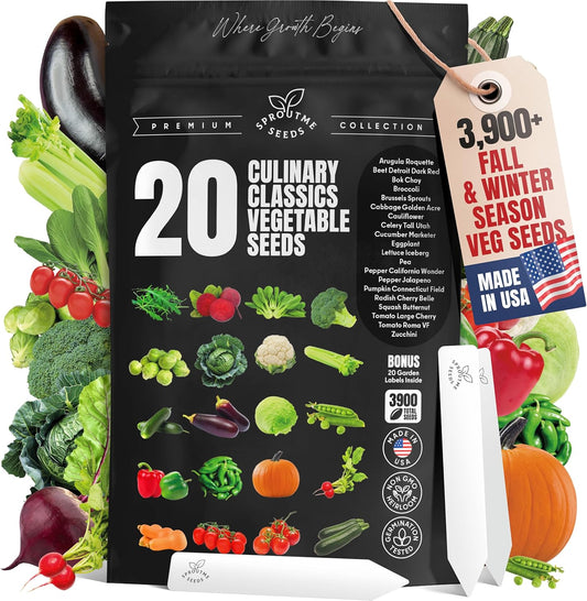 20 Vegetable Seeds For Planting Indoor Outdoor Variety Pack Home Garden Starter Kit Plant Marker