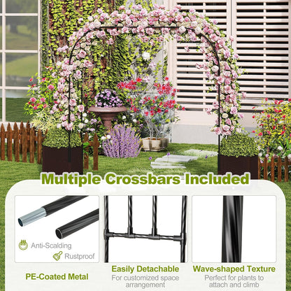 Happygrill 80" Garden Arch Trellis, Metal Archway Pergola with 2 Planter Boxes, Detachable