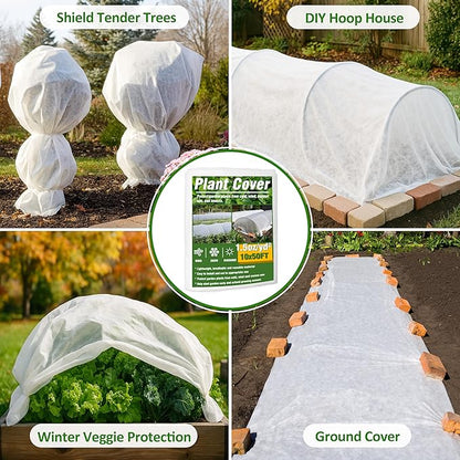 Gardzen 1.5 oz Plant Covers Freeze Protection, Reusable 10ft x 50ft Floating Row Covers, Thicker