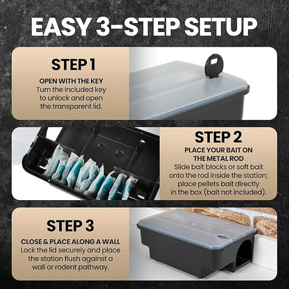 Köder-Discount Mouse & Rat Bait Station (Bait Not Included) – 2 Lockable Rat Bait Stations with