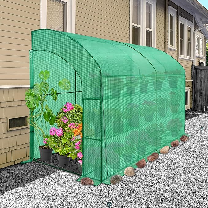 EAGLE PEAK 3 Tier Lean to Portable Greenhouse, Heavy-Duty Indoor & Outdoor Garden with Wire