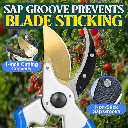 Haus & Garten ClassicPRO 8.5" Premium Titanium Bypass Pruners - Use as Garden Shears Pruning Shears