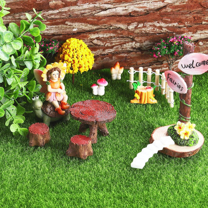 Elcoho 6 Pieces Fake Grass for Crafts Fairy Garden 6 x 6 Inches Artificial Garden Grass for