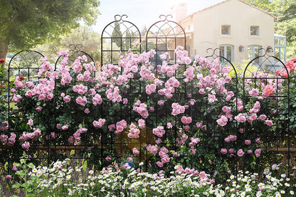 LZRS 2 Pack 87x20in Rustic Iron Arch Decoration Garden Trellis with Black Metal Coating – Perfect