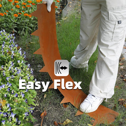 Solution4Patio 8-Pack Corten Steel Garden Landscape Edging with 9X Clips, 10" H Hammer-in Heavy