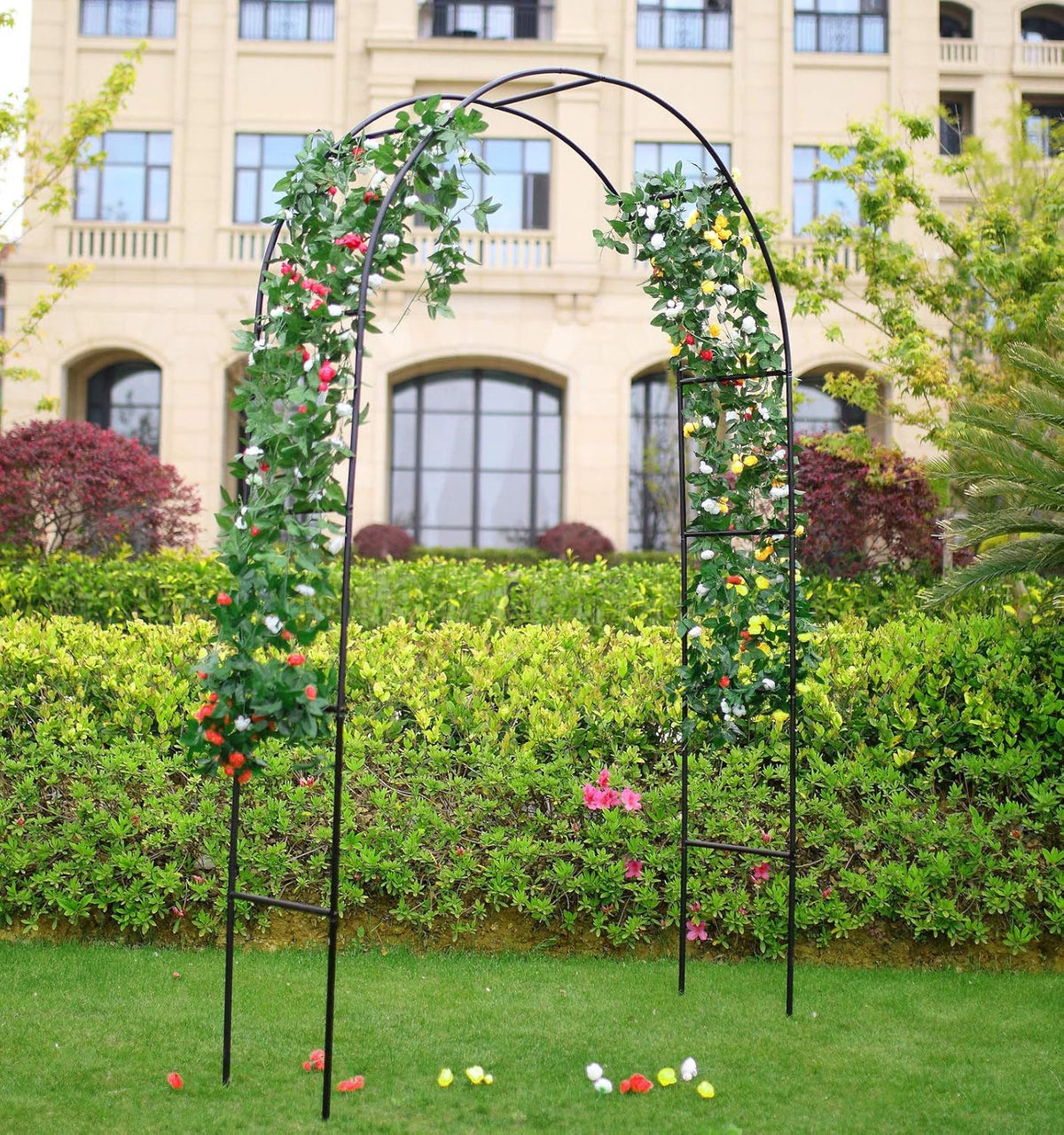 1. GO Steel Garden Arch, 7'8" High x 4'5" Wide, Garden Arbor for Various Climbing Plant, Outdoor