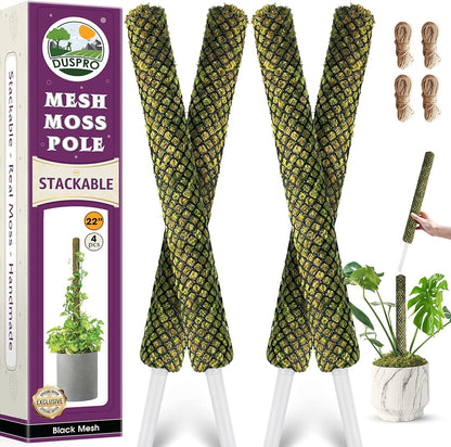 DUSPRO Stackable Mesh Moss Pole for Plants Monstera Potted Plant Stakes for Indoor Plants