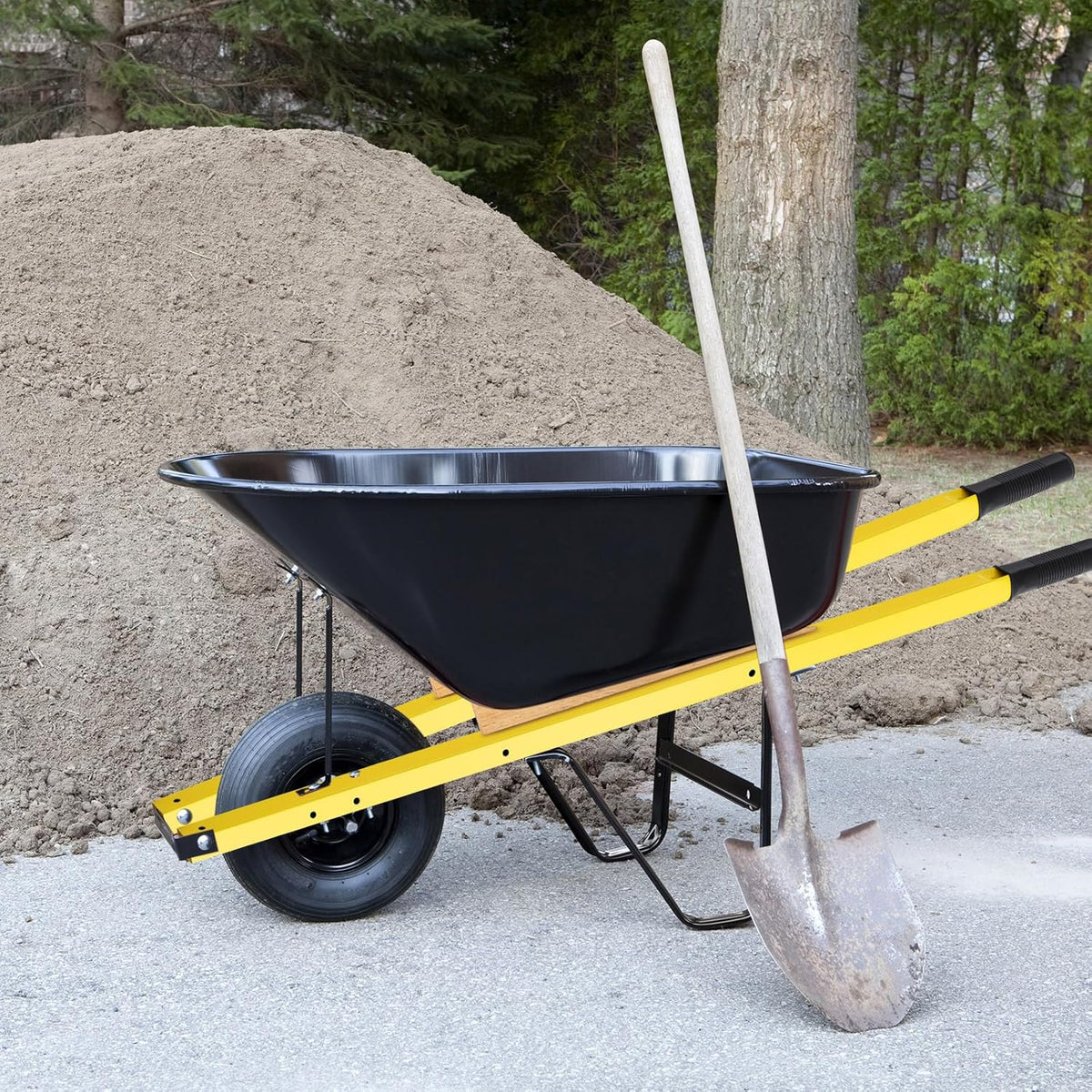WILLBOND 1 Pair Wheelbarrow Replacement Handles Kit 60 Inches Metal Wheelbarrow Handles Yellow