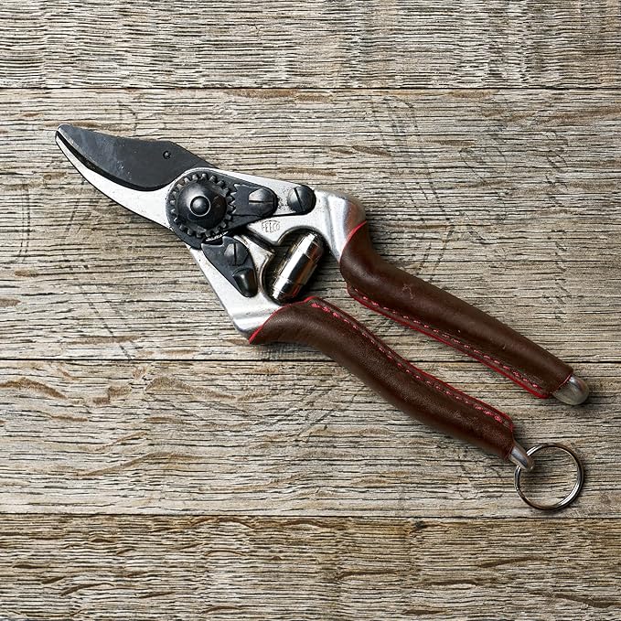 FELCO 6 ELITE Pruning Shears – 7.7" Swiss-Made Garden Clippers with Leather-Wrapped Handle for